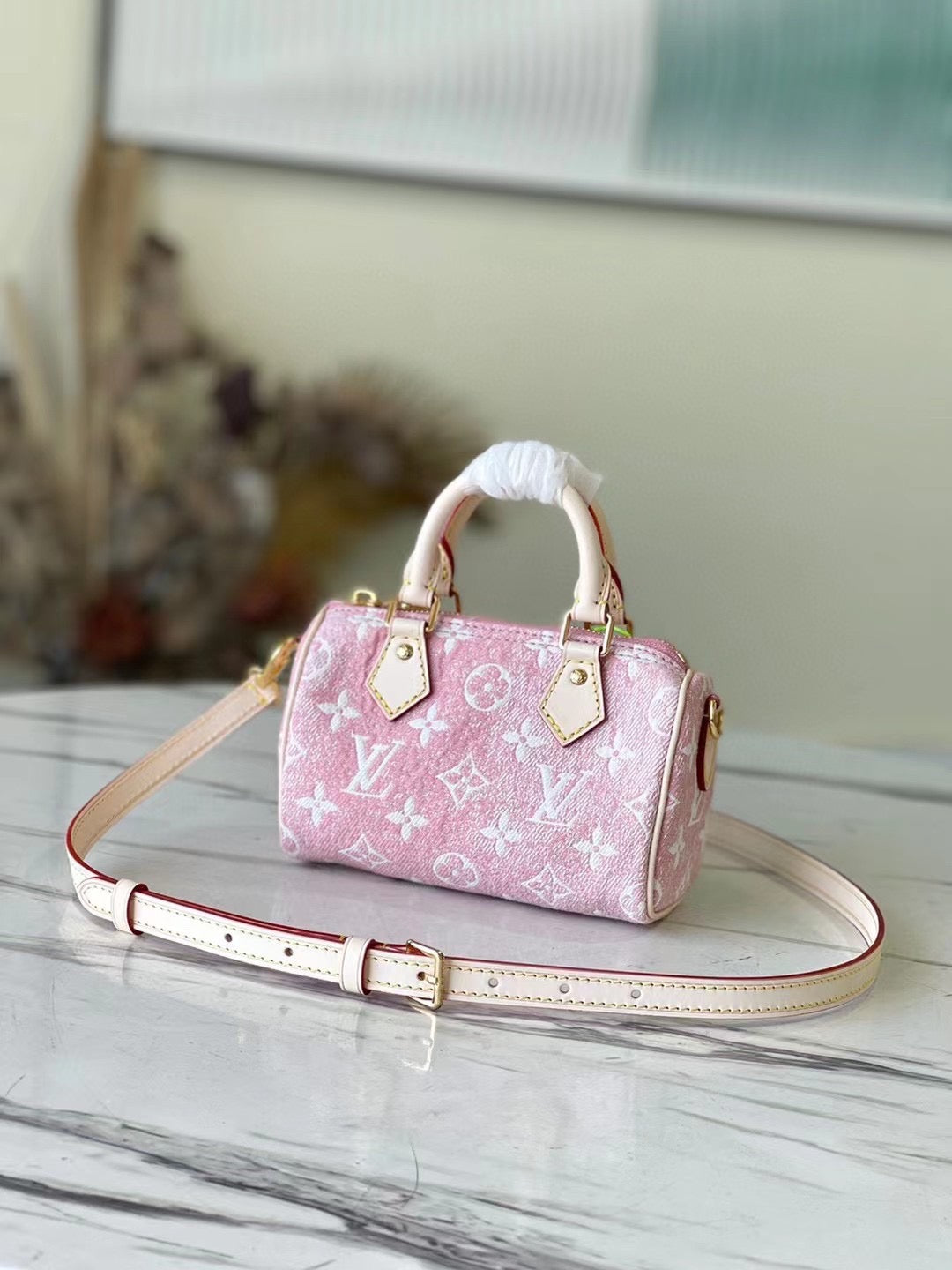 LuxluxHouse Great quality Lady Louis Vuitton nano speedy handbag Top Quality M81213 16*10*7.5CM Free shipping